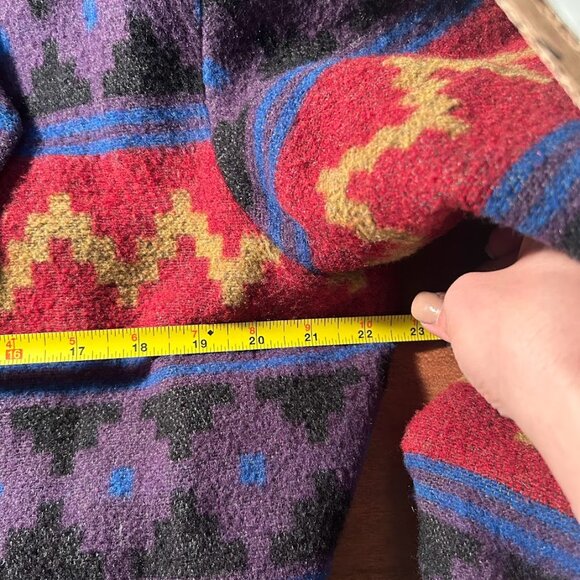 KARIZMA VTG 80s 90s USA Wool Aztec Navajo Blanket Jacket Southwestern Coat 10 L - Picture 8 of 10